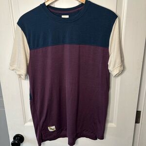 Men's Tracksmith Off Roads short sleeve tee Shirt - Blue, Purple, and Cream